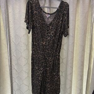 Leopard Print Short Sleeve Romper